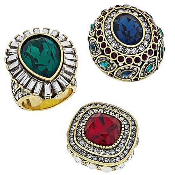 Heidi Daus ENCHANTE  Interchangeable 4-Pc RING Set Red/Blue/Green Colors 7 - Picture 1 of 10